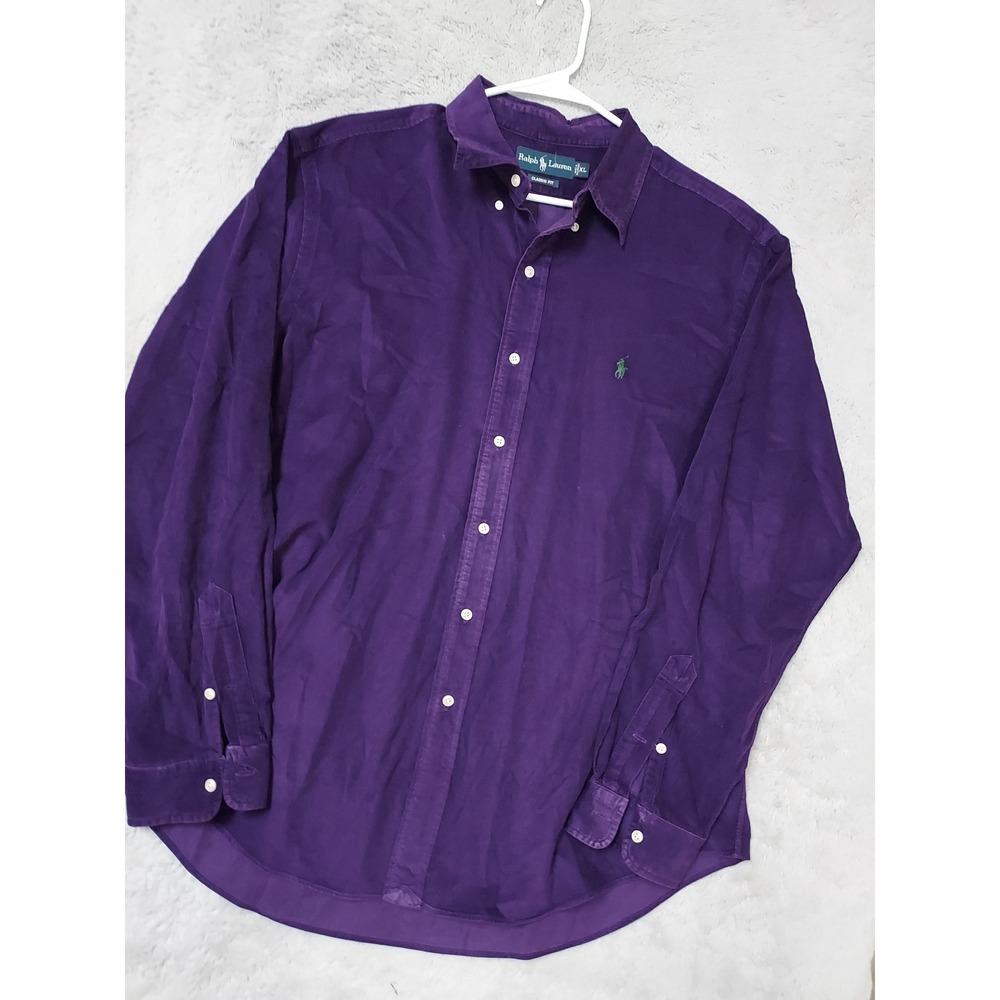 Polo Ralph Lauren Shirt Mens XL Corduroy Button Down Classic Fit Purple Preppy